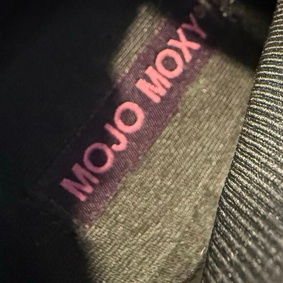 MOJO MOXY black suede buckle zip moto boots Y2K high low knee stud women's 9 - Picture 10 of 13